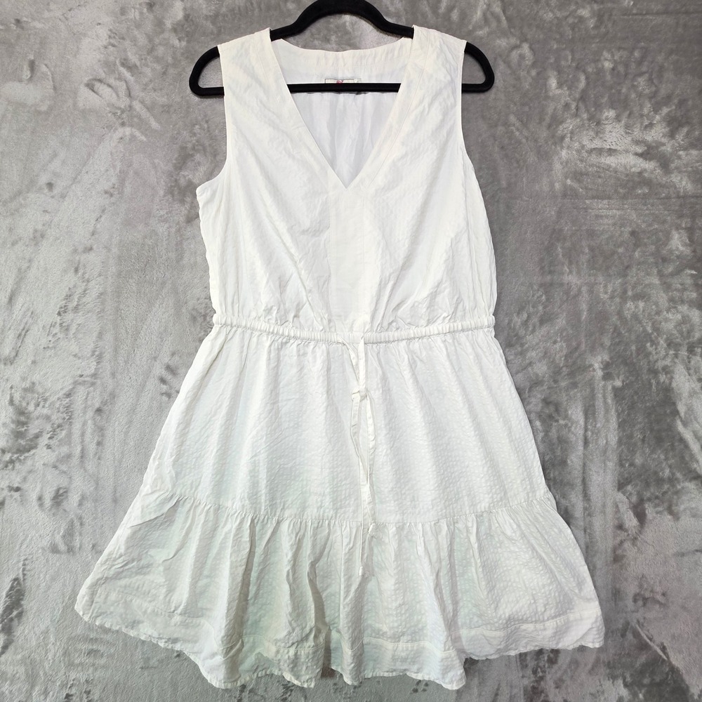 Vineyard Vines Performance Dress Womens Medium White Sleeveless V-Neck Tiered